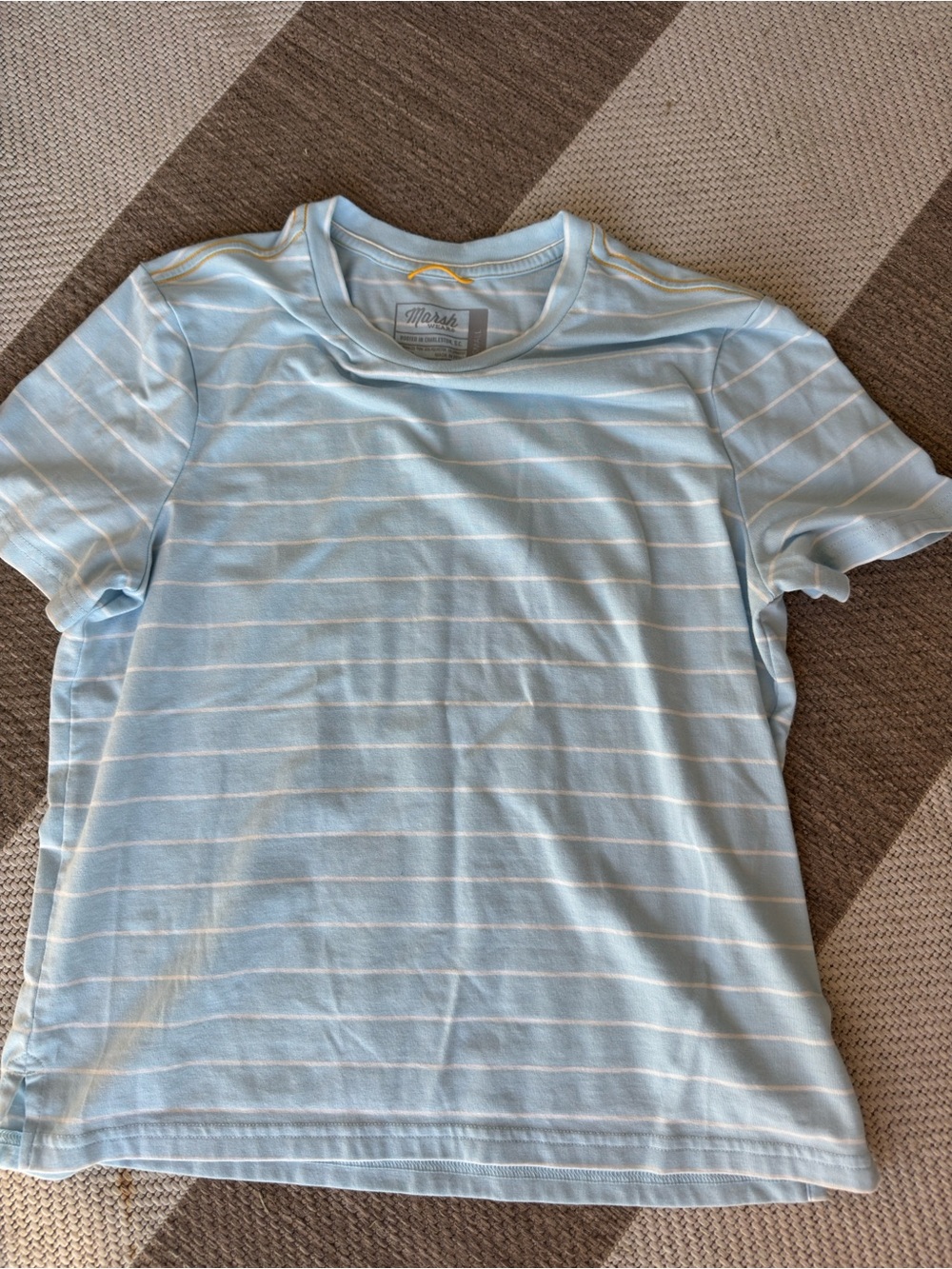 Southern Marsh Light Blue and White Striped Short Sleeve Tee